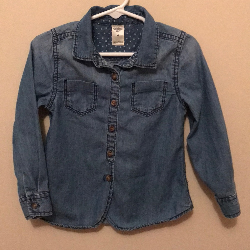 Oshkosh Girls Size 4 Denim Button Up Top